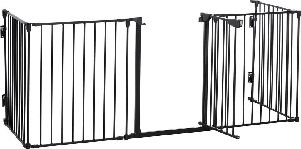 Parc enclos pour chien modulable 300L x 74,5H cm métal noir pliable