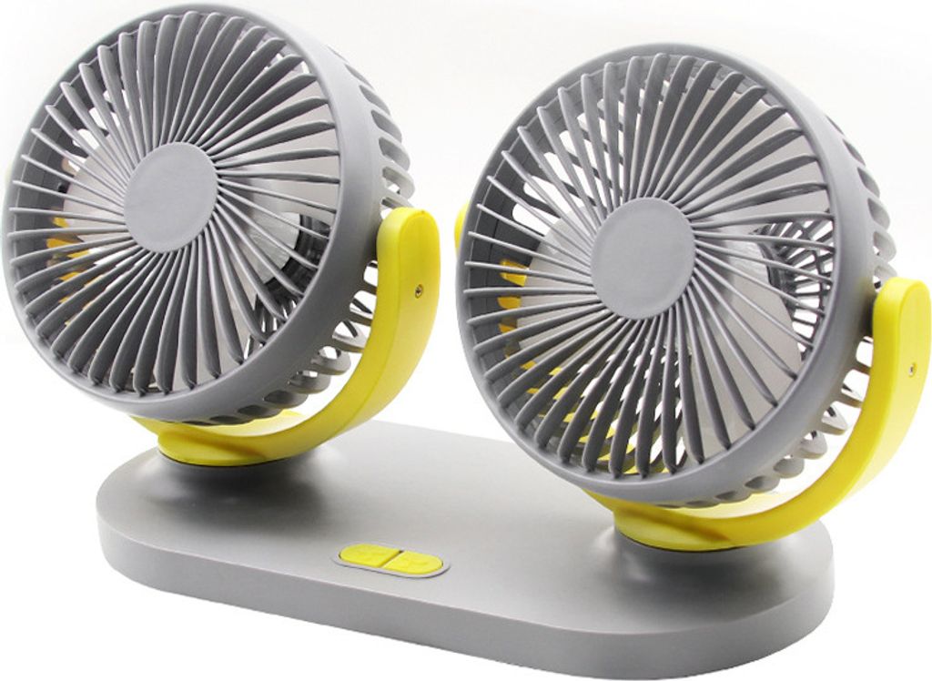 12V / 24V USB Auto Kühlventilator Niedrig Lärm Sommer Klimaanlage 360 Grad Rotation einstellbar grau gelb