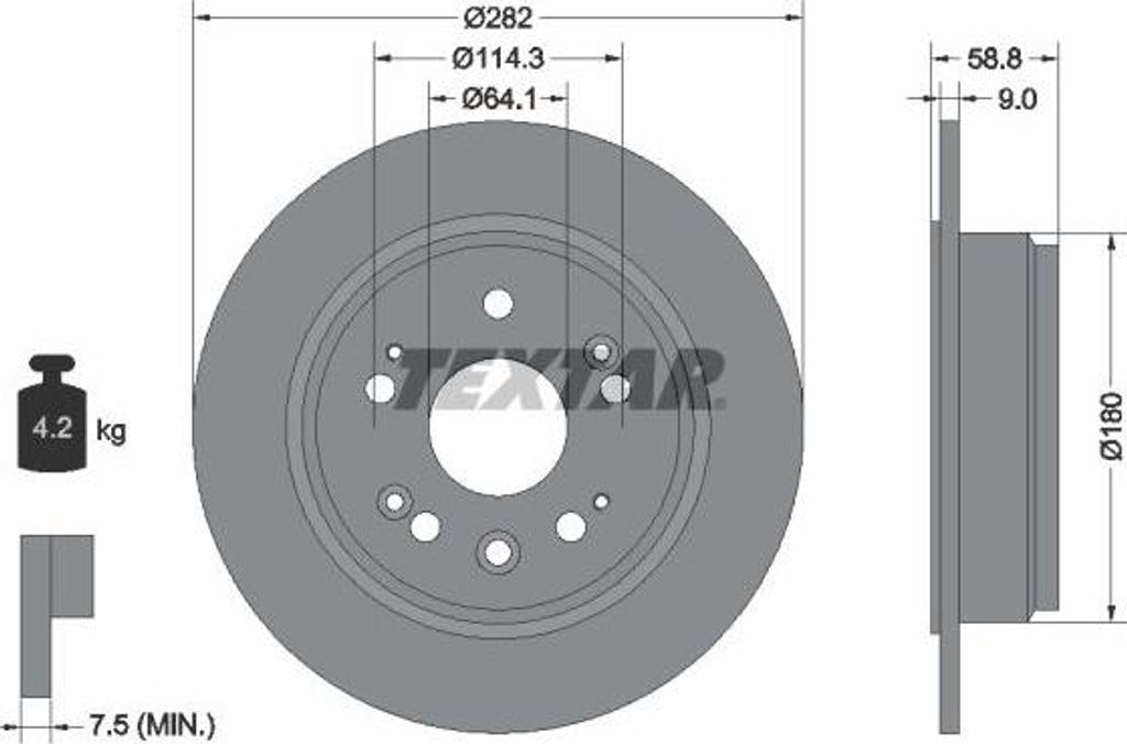TEXTAR 92165703 Bremsscheibe OE 42510S9A000 kompatibel mit CR-V
