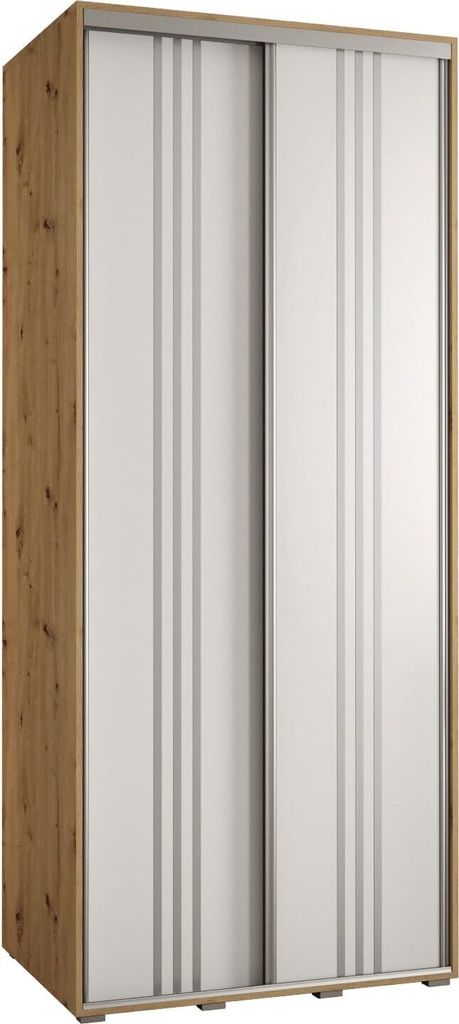 MEBLE KRYSPOL Davos 6 Schrank, zwei Türen - 235,2x120x60 cm - Artisan Weiß Silber