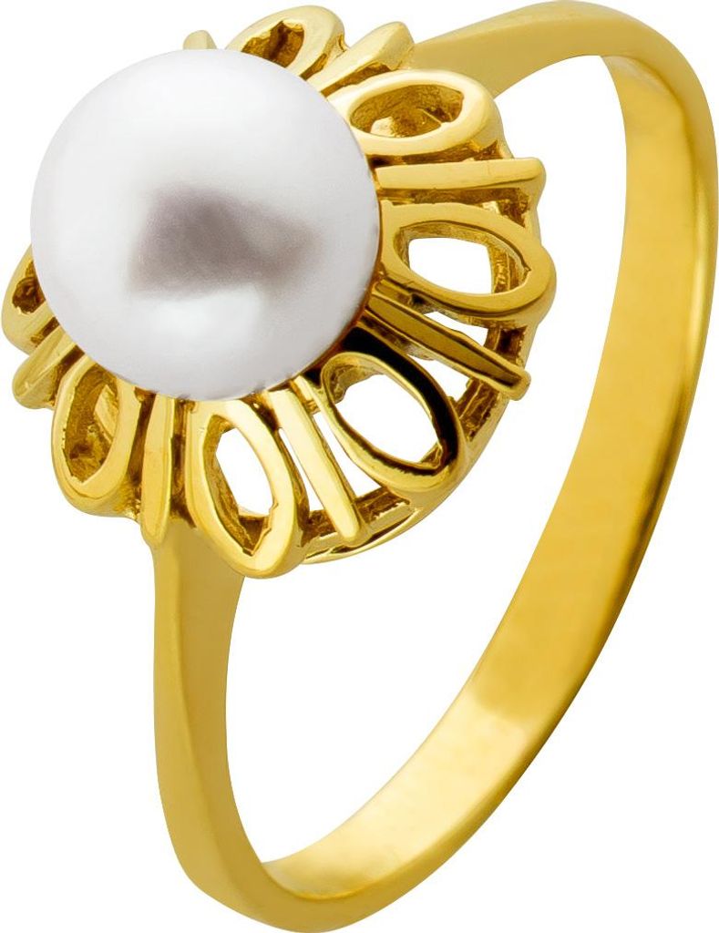 Perlenring Gold 585 14K Akoyaperle 7.8mm Antikschmuck 21
