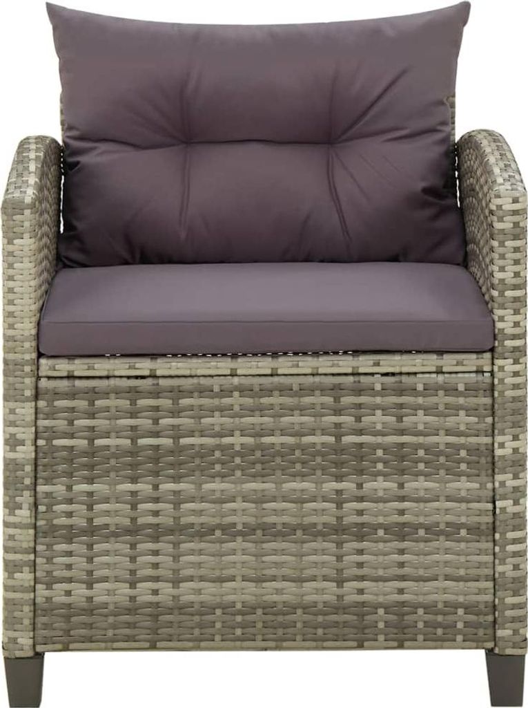 vidaXL Gartenstuhl mit Kissen Poly Rattan Grau