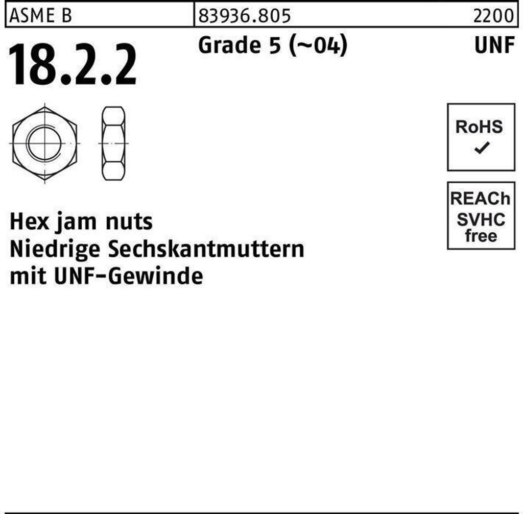 Reyher Hex jam nuts 83936 5 3/4-16 UNF (25 Stück)