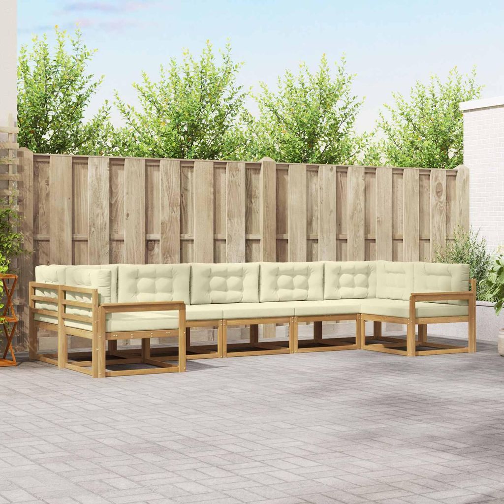 Möbel Outdoor-Sofagarnitur mit Kissen 7 pcs Weiß und CremeGartensofas - Gartensofas c2861