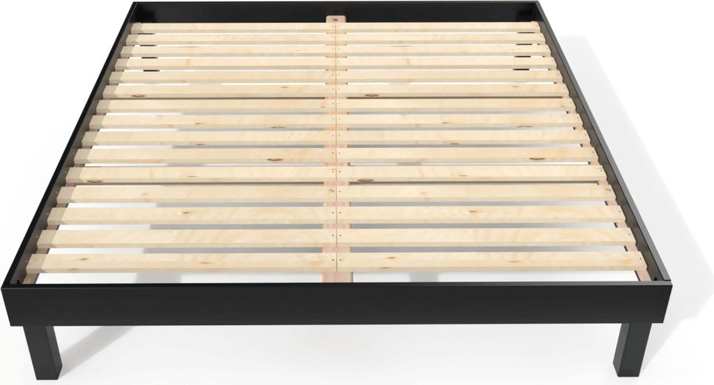 Queensize Bett 180x200 Massivholz Komfort - Schwarz