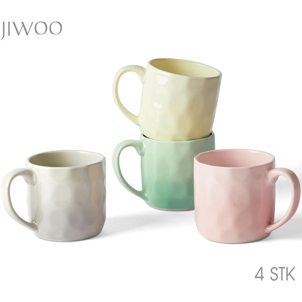 Kaffeetassen 4er set Tasse groß 360ml Becher Saftgläser Tassen Becher Porzellantasse Kaffeebecher Teetasse für 4 Personen Keramik Buntes Tassenset
