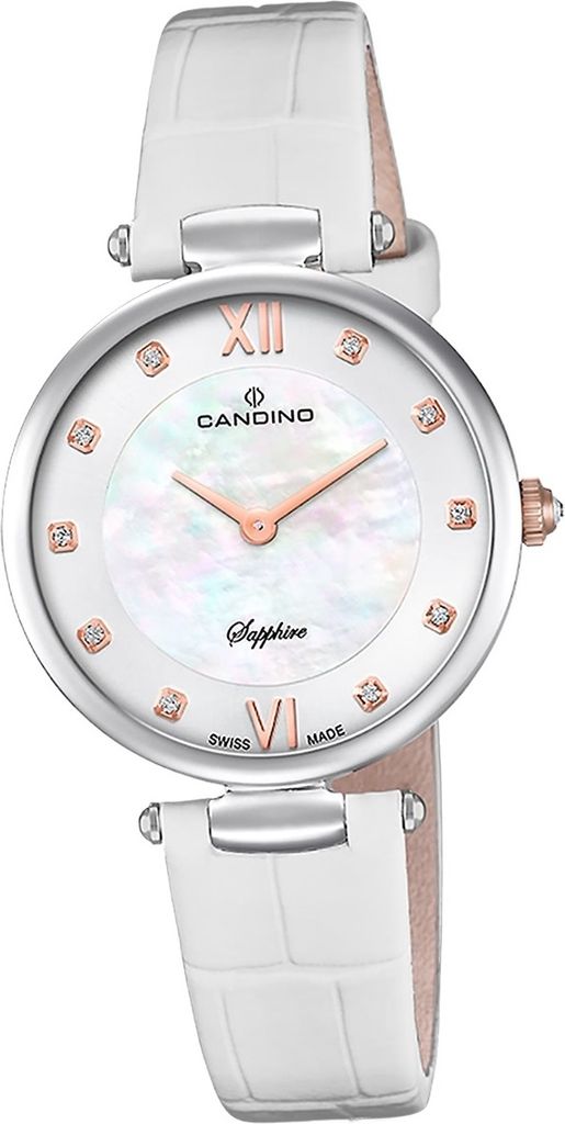Candino Leder Damen Uhr Analog Elegant Armbanduhr weiß Elegance D2UC4669/3