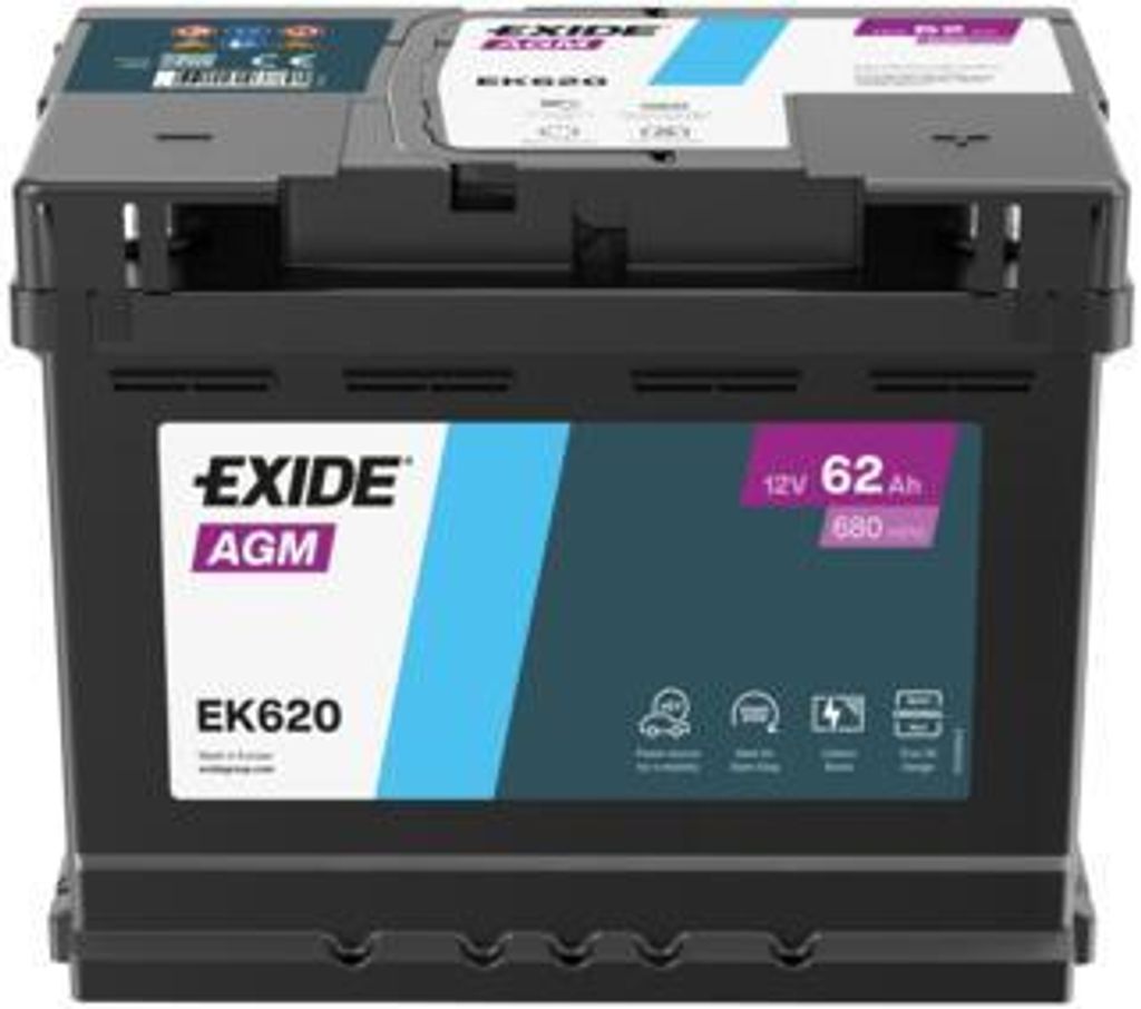 Exide EK620, AGM (Absorbierende Glasmatte), 62 Ah, 12 V, Produktbild 