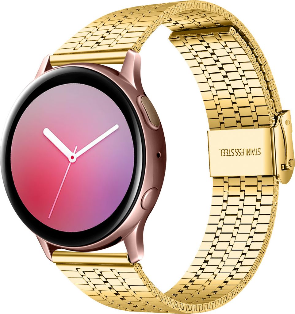 Strap-it Edelstahlarmband - Kompatibel mit Samsung Galaxy Watch Active / Active 2 Armband Ersatzarmband Edelstahl - Verstellbarer Verschluss - für...