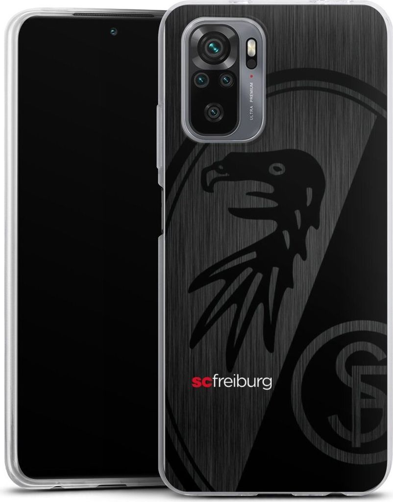 DeinDesign Slim Hülle für Xiaomi Redmi Note 10 4G Silikon Case Ultra Dünn Handyhülle Metallic Look Offizielles Lizenzprodukt SC Freiburg