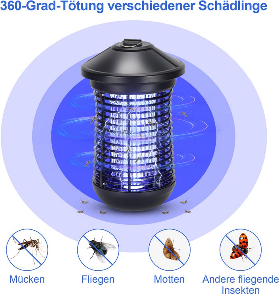 Jopassy Elektrischer Insektenvernichter Mückenlampe 18W LED Insektenfalle mit UV-Licht fliegenfalle Insektenkiller Moskito Killer für Innenräume...