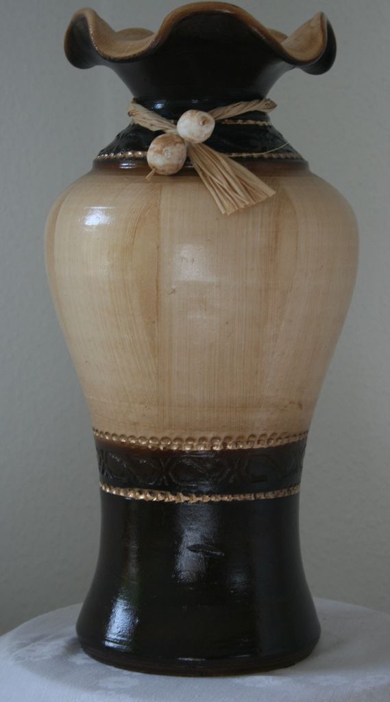 BODENVASE "KLASSIK I"- ca.40 CM Schwarz-Beige