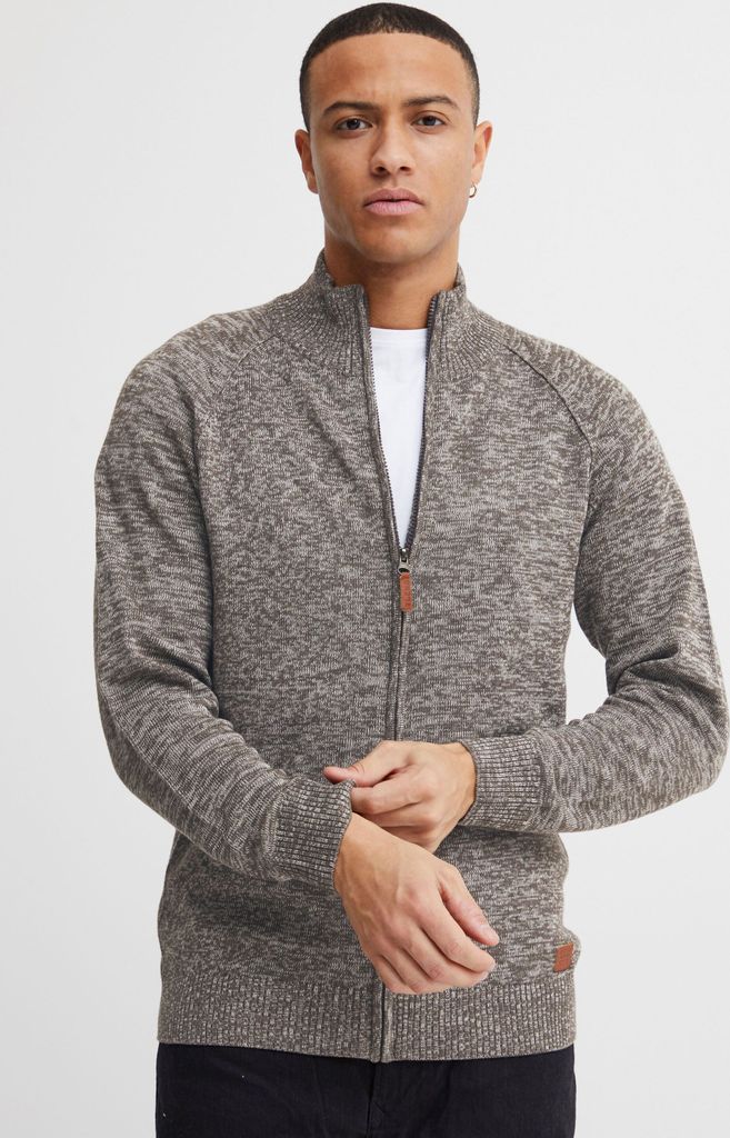 BLEND BHDaniri Herren Strickjacke Cardigan Feinstrick mit Stehkragen Reißverschluss Rippbündchen Baumwollmischung Regular fit