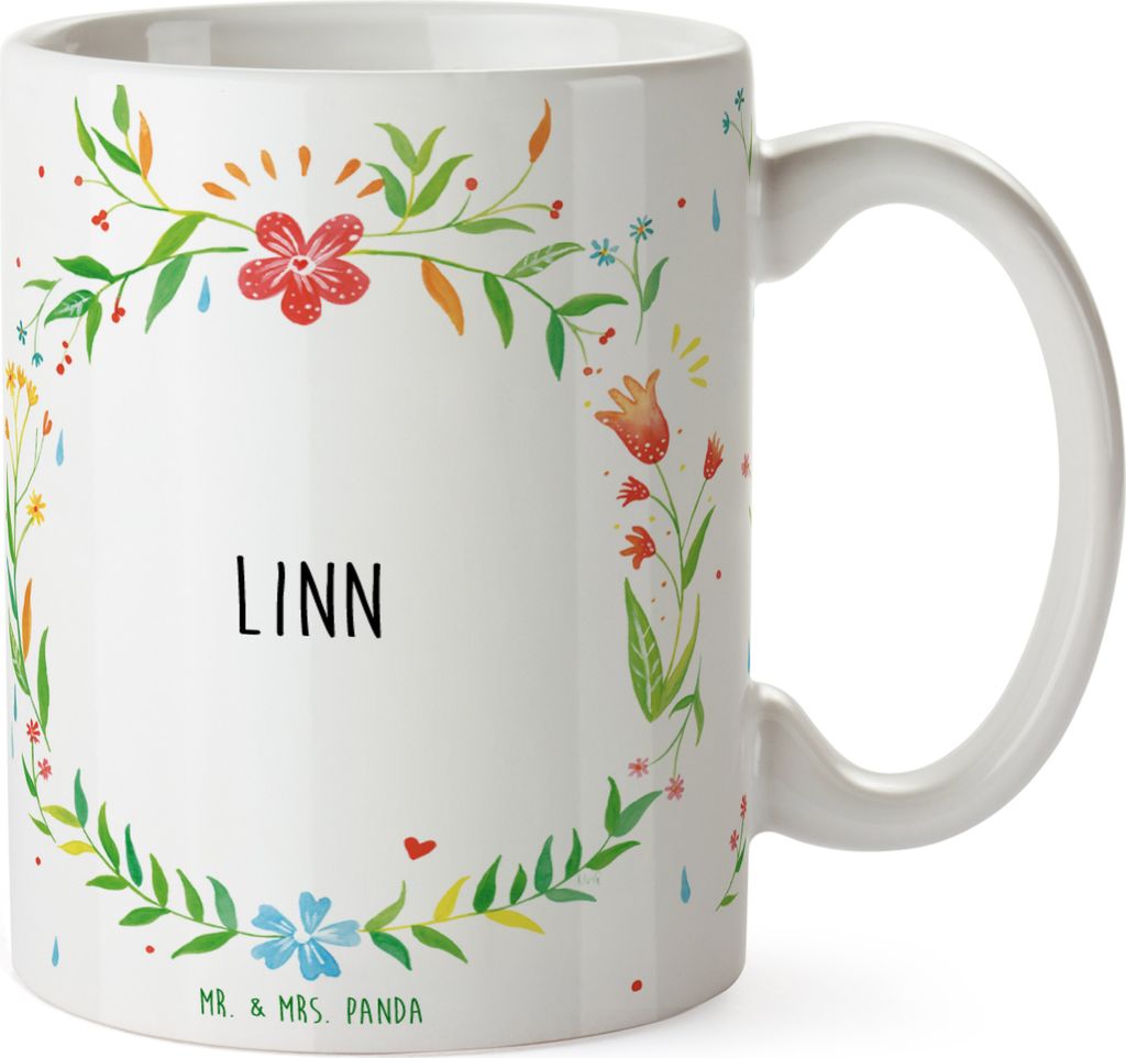 Mr. & Mrs. Panda Tasse Linn - Geschenk, kaffeebecher bedruckt, haferl, Kaffeetasse, mit Spruch