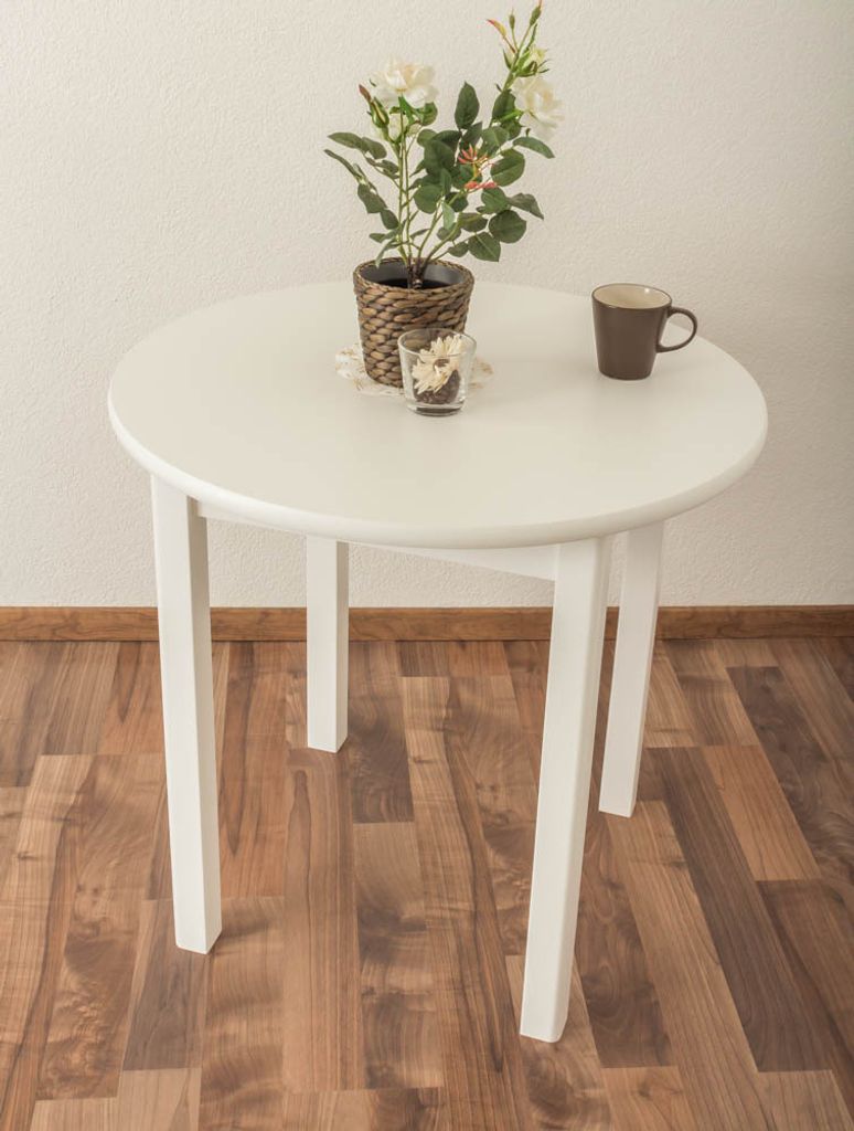 Moderner quadratischer Esstisch aus Holz, weiß, 80x80x75 cm, 2,5 cm Tischplatte