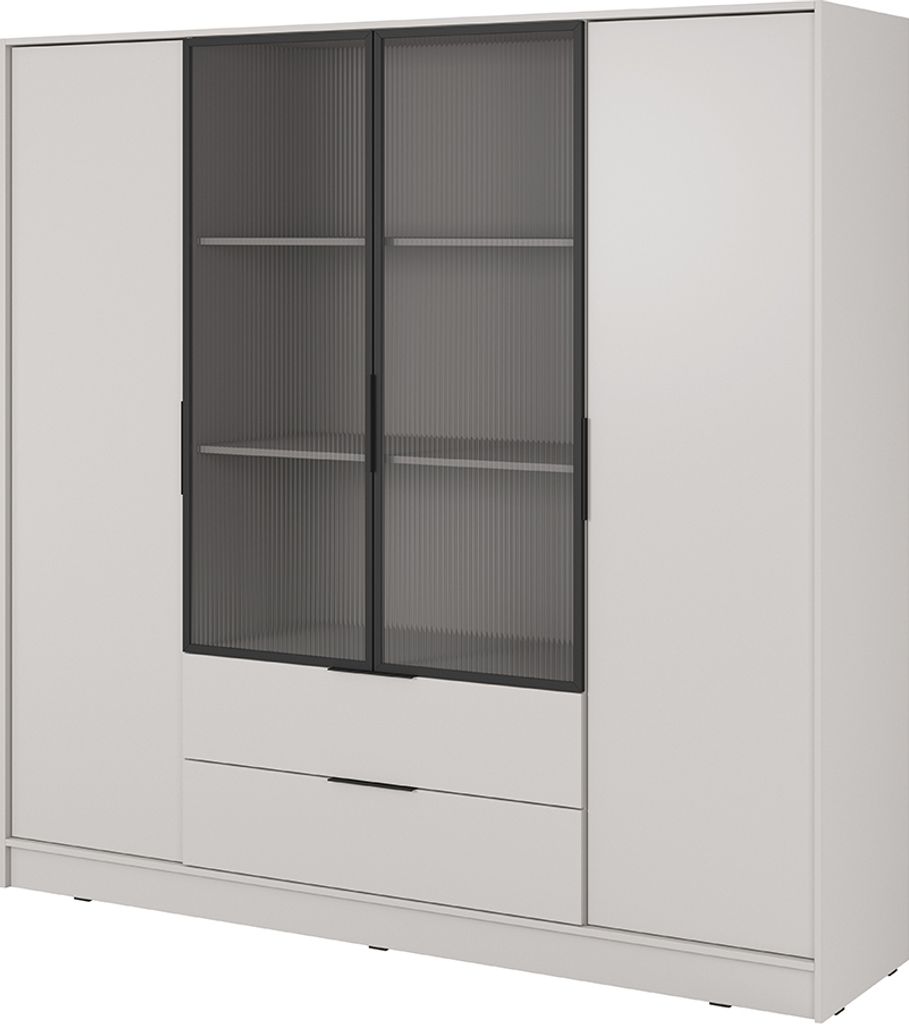 Kleiderschrank 206 cm in kaschmir KNOCK-160 mit 2 Glastüren