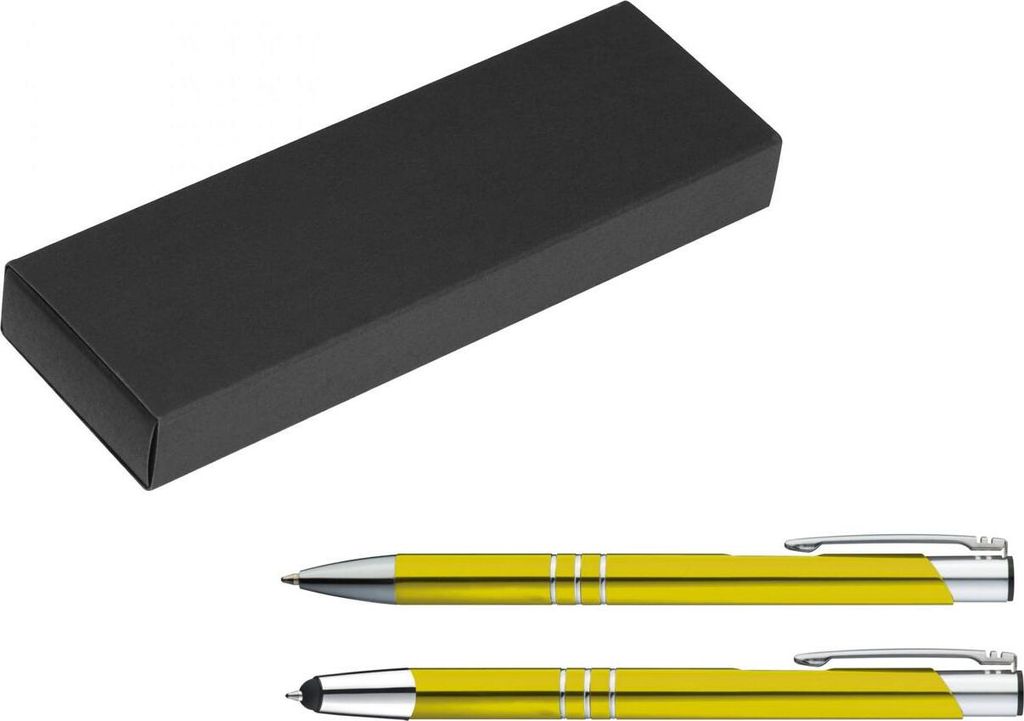 Metall Schreibset / Touchpen Kugelschreiber + Kugelschreiber / Farbe: gelb