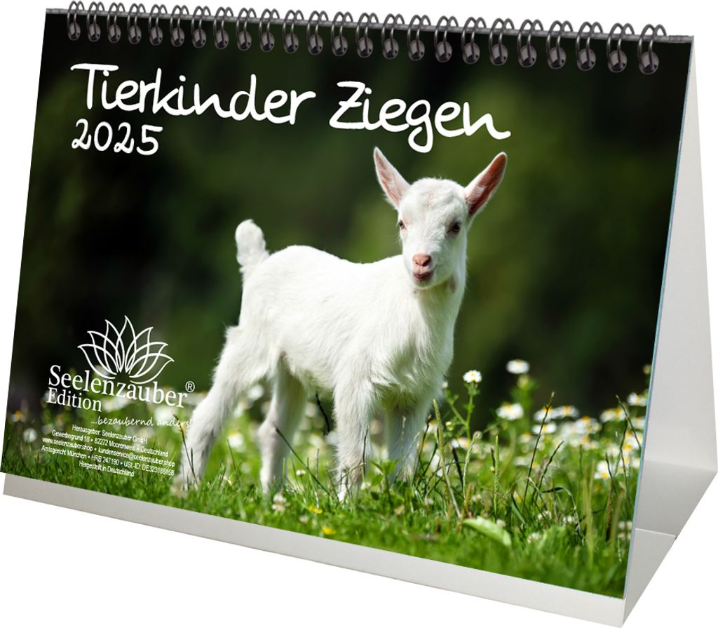 Tierkinder Ziegen DIN A5 Tischkalender für 2025 Ziegen und Zicklein - Seelenzauber