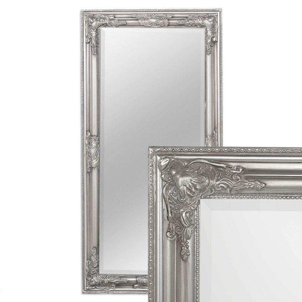 Eleganter Barock Spiegel BESSA 100x50cm silber-antik Produktbild 5
