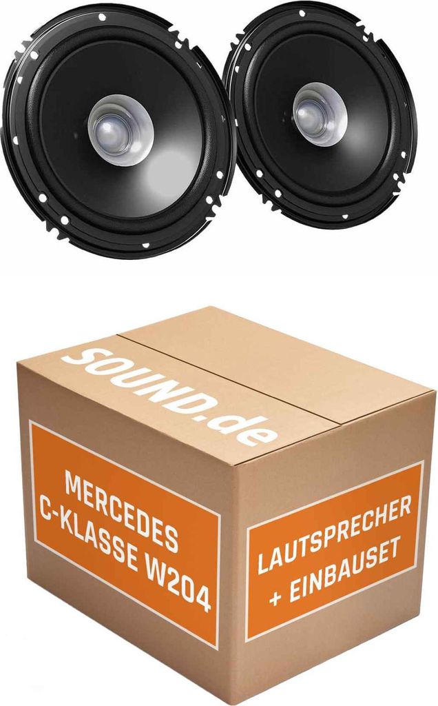 Lautsprecher Boxen Einbaupaket hinten JVC CS-J610X passend für Mercedes C-Klasse W 204 + Limousine | 2x Tief-Mitteltöner mit integriertem Hochtö...