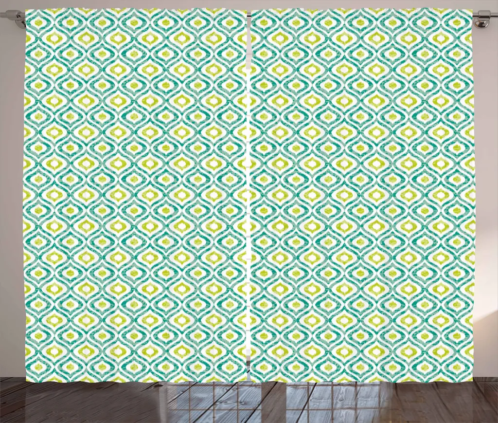 Tenda Ikat ABAKUHAUS 280x175 cm Ogee Vivace Verde e Giallo