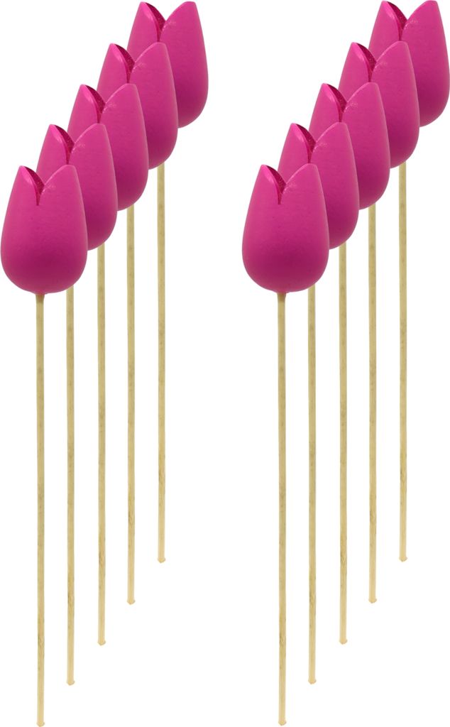 Holz Dekostecker Tulpe 4 x 36cm lila 10 Stück Garten-Deko Blumen-Stecker künstlich Holzblume Tulip