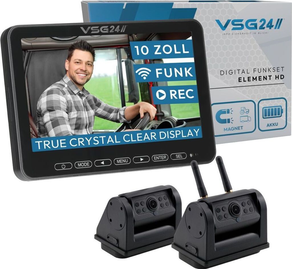 10" FUNK-Set ELEMENT HD XL mit 2 x AKKU Magnet Kamera RVS-24576