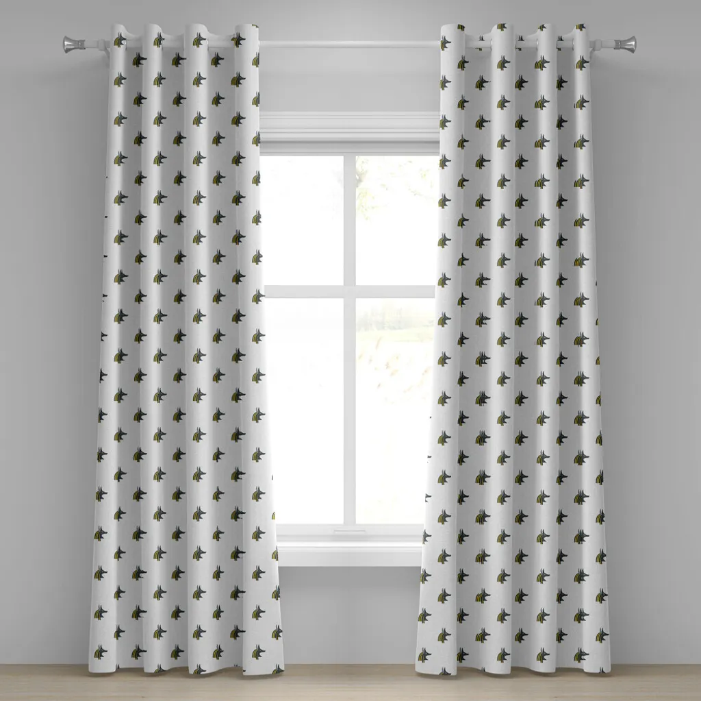 ABAKUHAUS Rideau à Œillets Égyptien, 2 Panneaux 280x175cm, Jaune/Noir