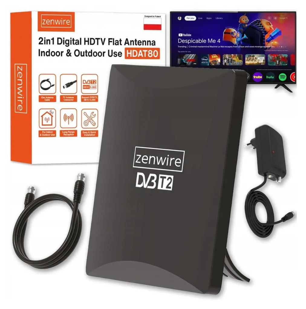 Antenna DVB-T2 HEVC 4K - Esterno/Interno - Filtro 5G Alta Ricezione