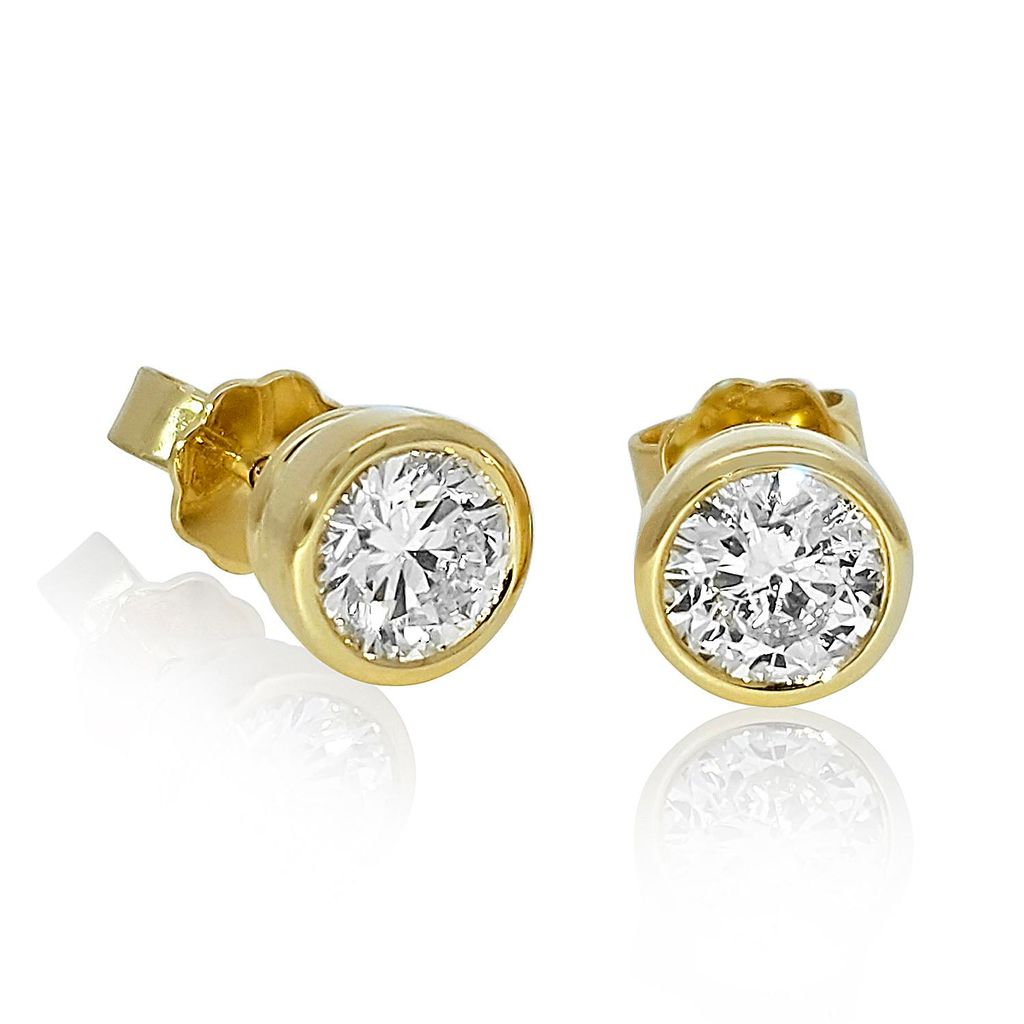 Brillant Diamant Ohrstecker Paar 750/- Gelbgold 18 Karat Gold 1,42 ct G/VS