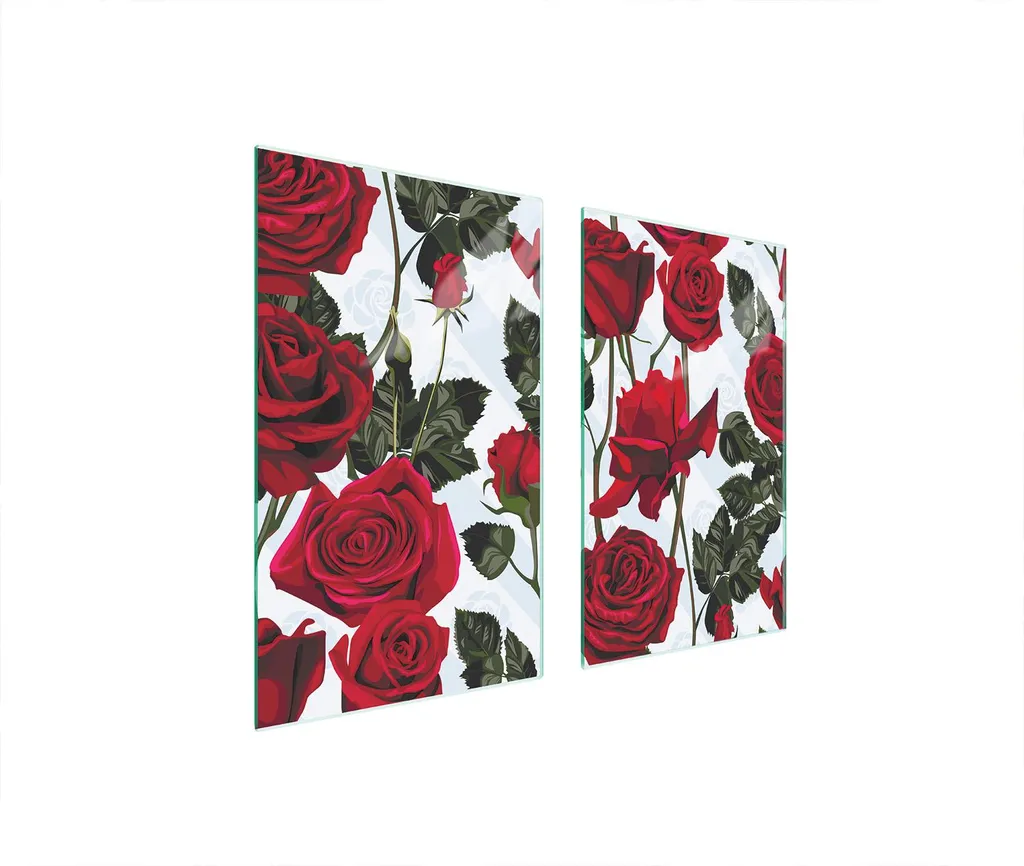 Copri Piano Cottura Vetro Ceramica 75x52 | Tagliere Rose Red