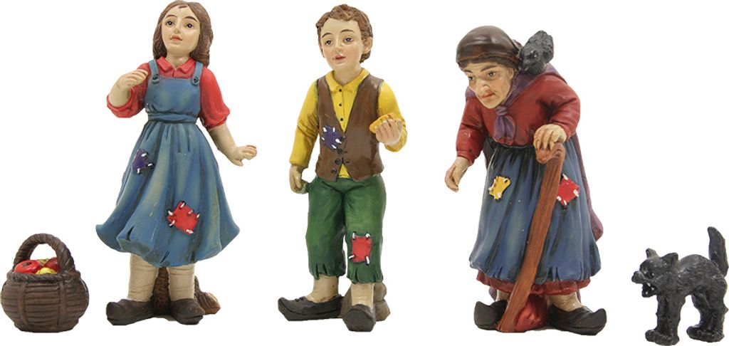 5x FADEDA Hänsel und Gretel / Höhe:10 cm / handbemalt / detailgetreue Krippen Figuren - Weihnachten Tisch Dekoration Krippe Zubehör