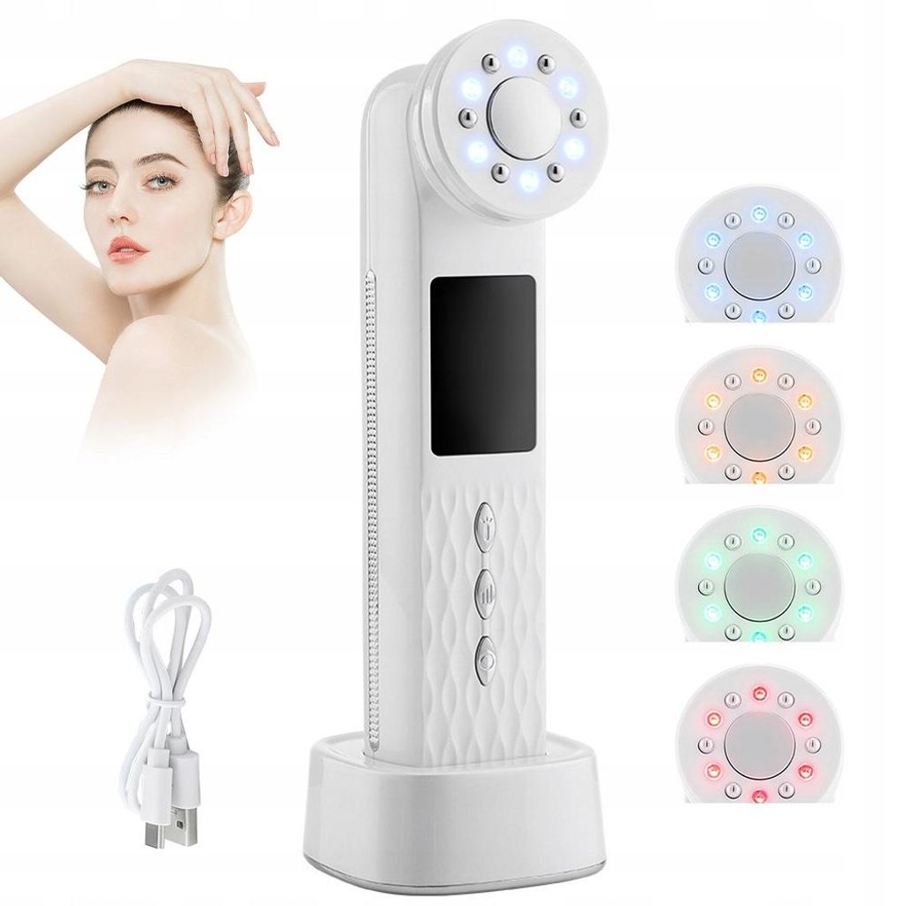 7-in-1 Elektrischer Rotlicht Gesichtsmassagegerät mit 7 Modi für straffere Haut, Anti-Aging Hautpflege Werkzeug Elektrisches Gesichtstool