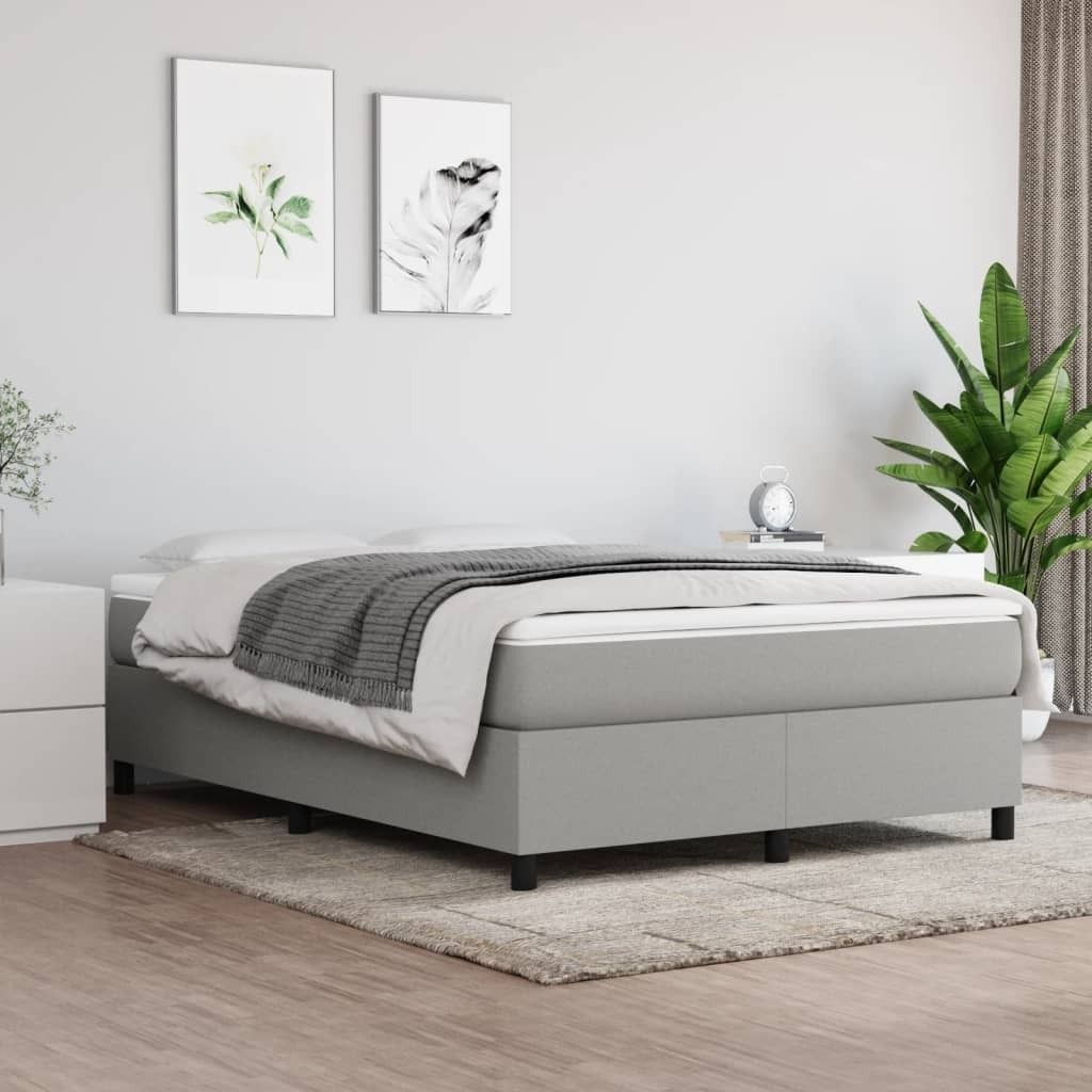 The Living Store Boxspringbett mit Matratze Hellgrau 140x200 cm Stoff