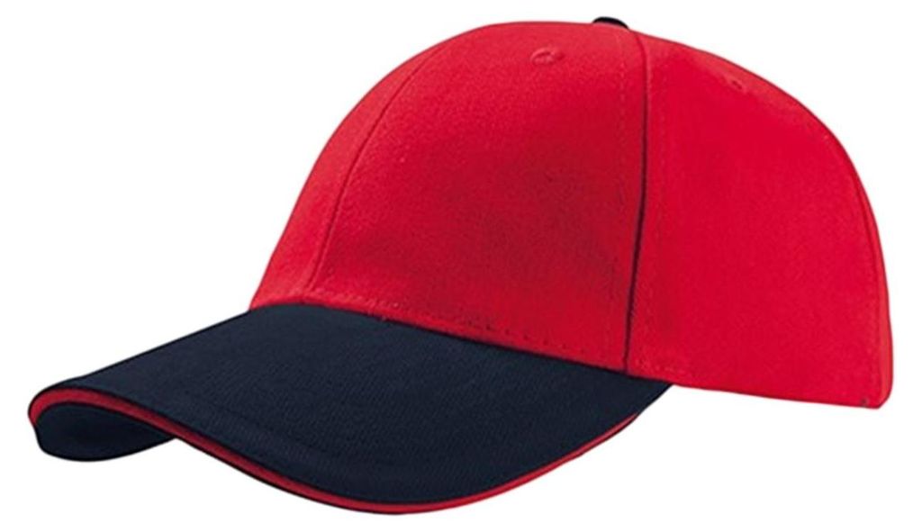 Atlantis Liberty Baseballkappe mit 6 Paneelen, aus gebürsteter Baumwolle LT901 (Einheitsgröße) (Rot/Marineblau)