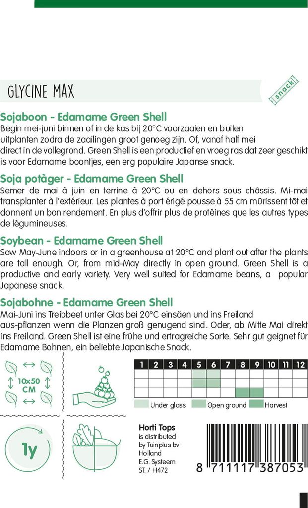 Edamame Sojabohne Green Shell (10 g) | Bohnensamen von Hortitops