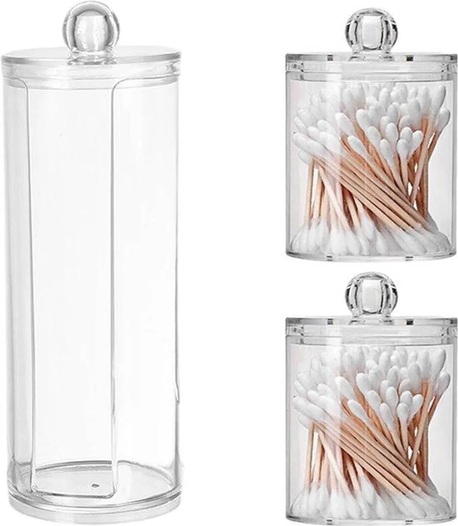 Rangement maquillage et coton : set de 3 organisateurs de salle de bain