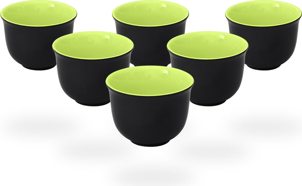 Nelly Teetassen / Teecups / 6 Tassen Keramik je 120ml, grün/schwarz