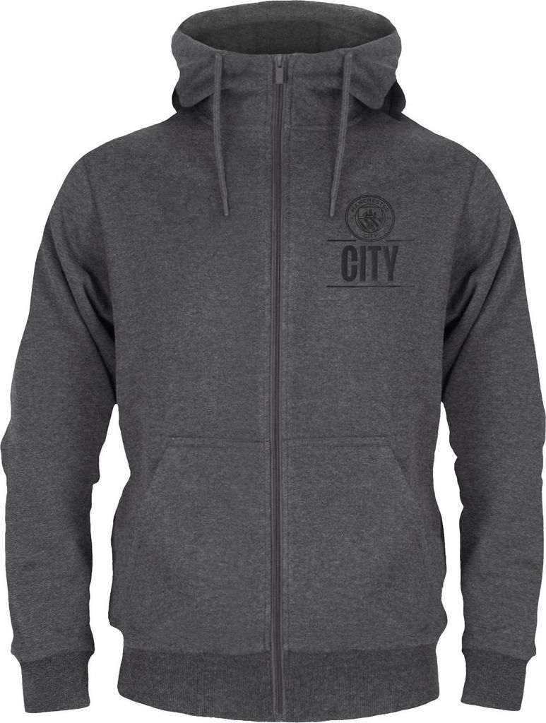 Manchester City FC - Hoodie mit durchgehendem Reißverschluss für Herren, Fleece GF200 (M) (Grau)