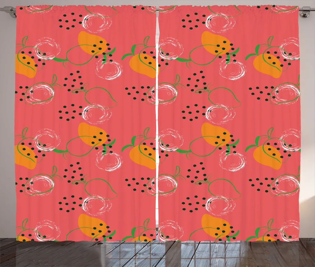 ABAKUHAUS Rideau à Fronces Motif Mangue Exotique 280x225 cm Corail