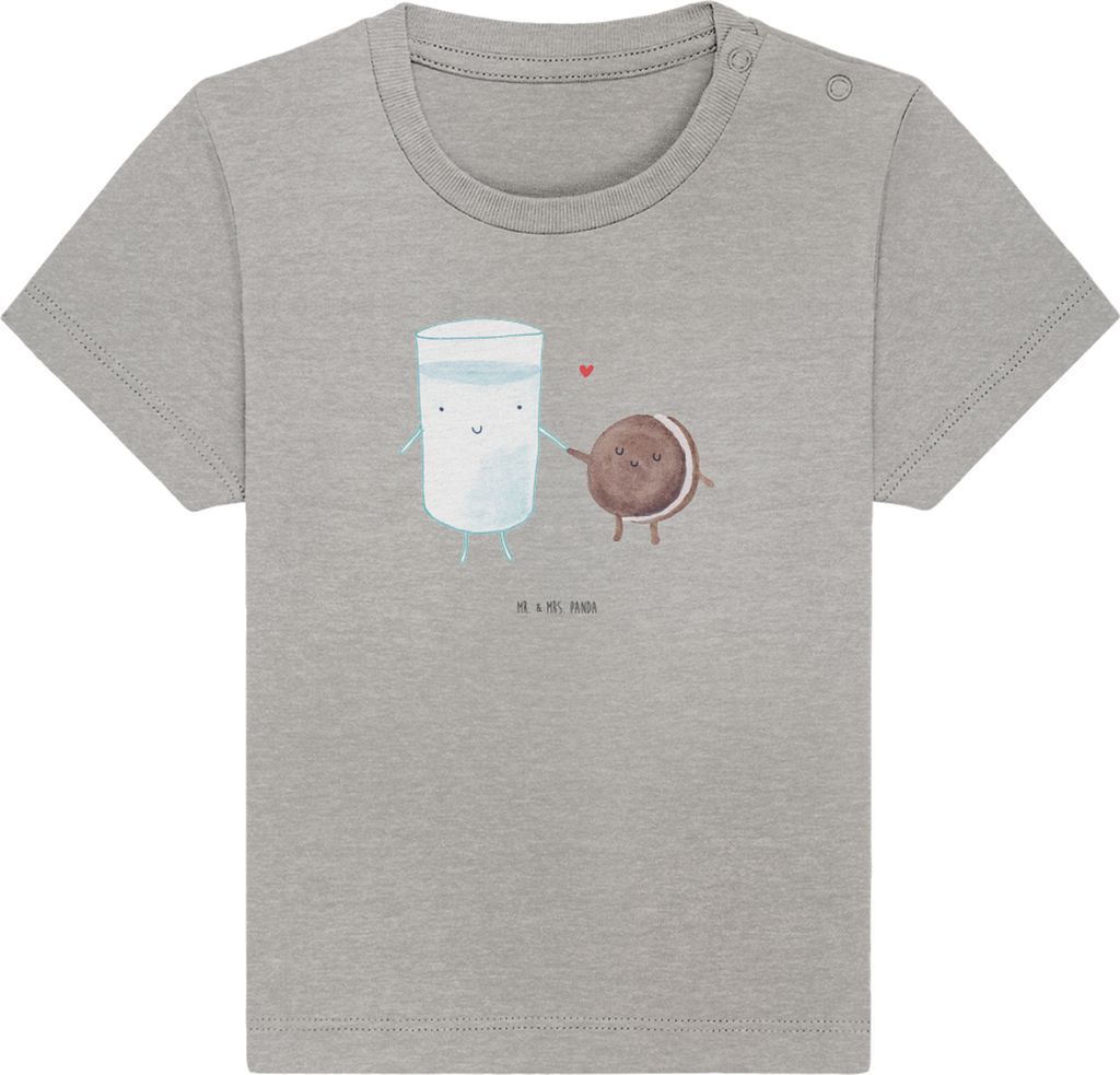 Mr. & Mrs. Panda T-Shirt Milch Keks 6. - 12. Monat - Heather Grey - Geschenk, Kaffee, Cookie, Baby Shirt, Lustige Sprüche, Milk, Kekse, Öko, Jers...