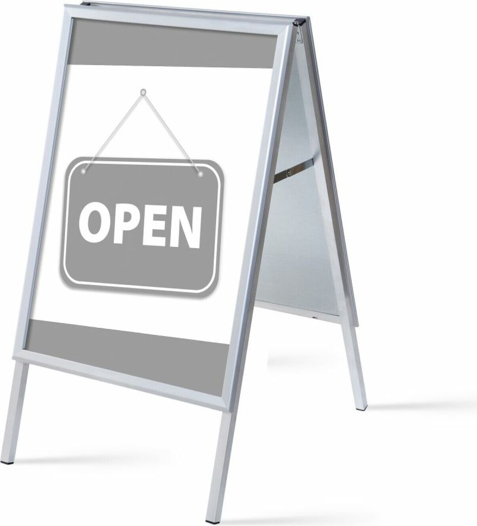 Showdown Kundenstopper - DIN A1 - Komplett-Set - Open Englisch - Grau/Schwarz