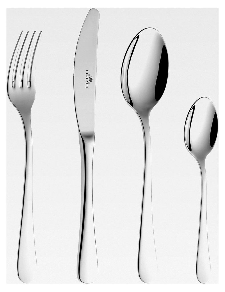 Gerlach Flow Besteck-Set für 6 Personen, spülmaschinenfest, Edelstahl, 24 Teile, Silberglänzend