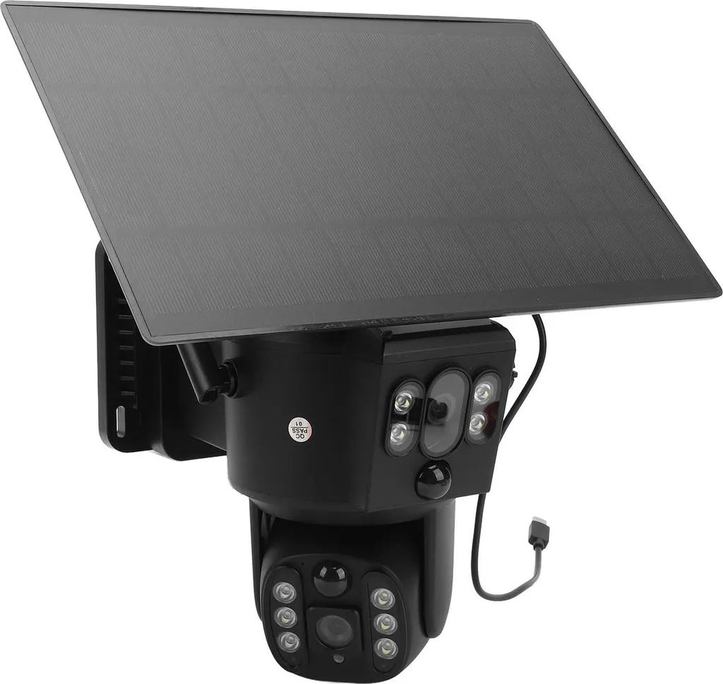 Caméra de sécurité extérieure sans fil 4K avec panneau solaire noir