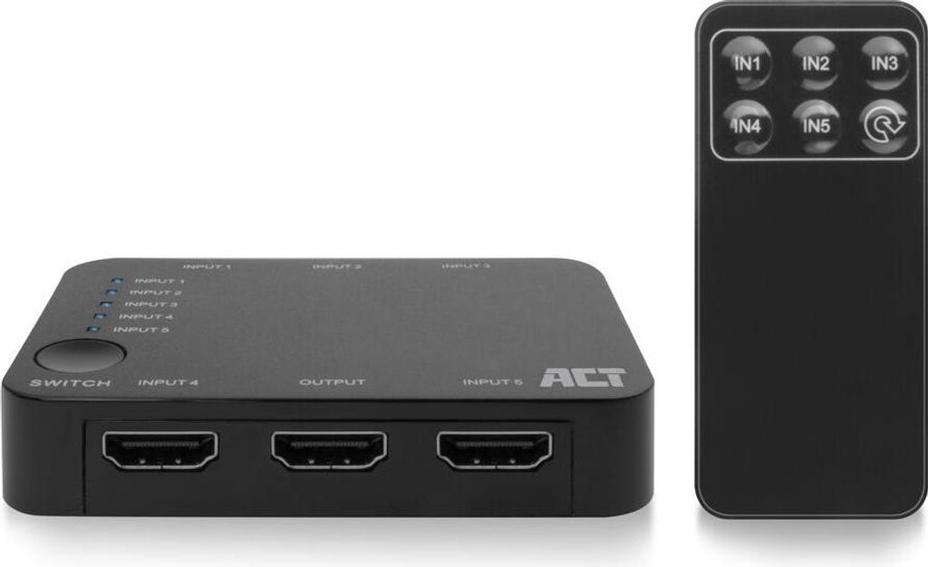 ACT 4K HDMI-Switch 5 Eingnge, 1 Ausgang, HDMI, Schwarz, 2160p, 18 Gbit/s, 4096 x 2160 Pixel, 4K Ultra HD
