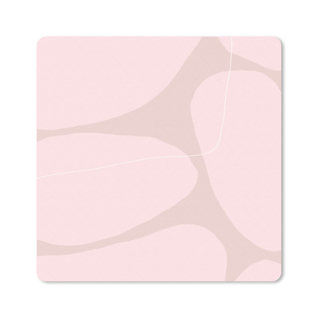 MuchoWow Mauspad Mousepad Rosa - Geometrische Formen - Abstrakt 20x20 cm - Mousepads - Maus Mat - Pad - Mausunterlage - Desk Mat - Bureauartikeln