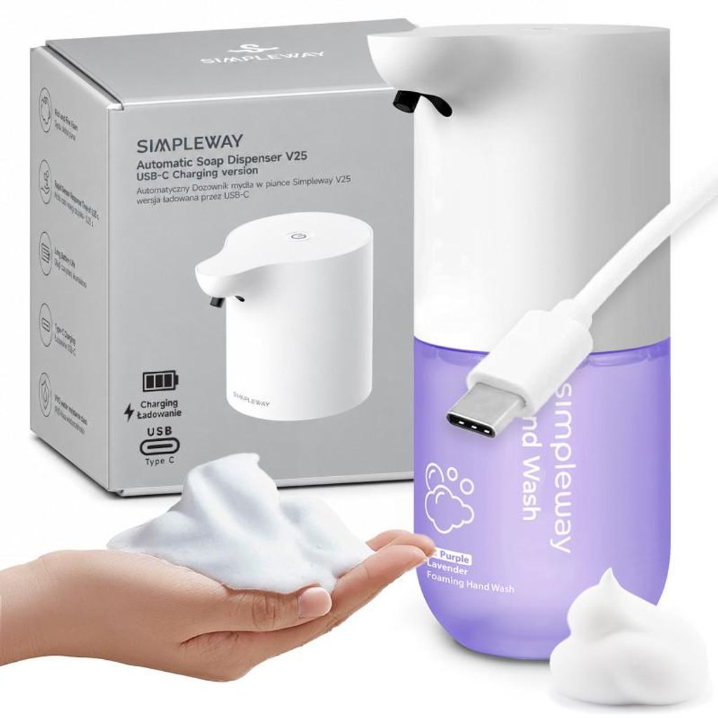SIMPLEWAY V25 automatische schuimzeepdispenser met zeep, Productafbeelding 