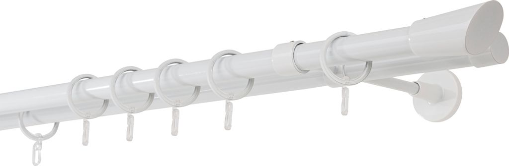 Gardinenstange auf Maß 20mm Rag 2-lauf Wandträger 20cm Farbe: Weiß, Größe: 200cm