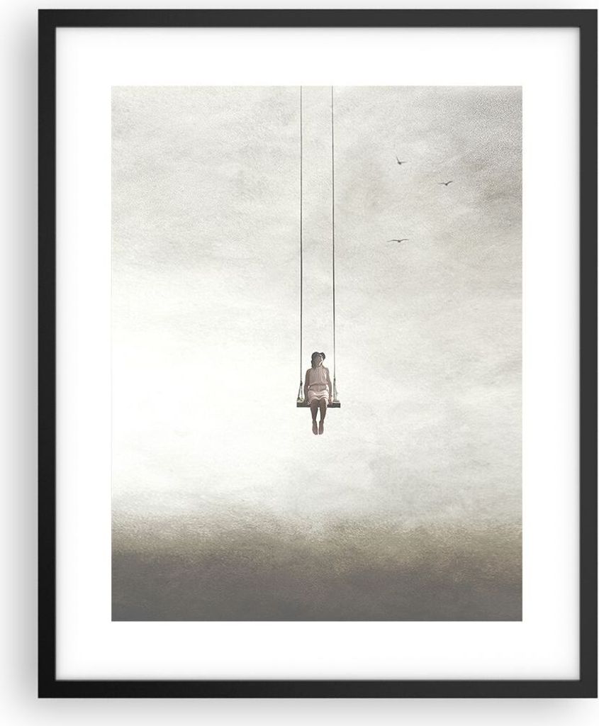 Gerahmtes Poster - Schwarzer Rahmen - Schwingen rein Wolken - 40x50 cm - Wand Bild - Wanddeko - Wandbilder - Kunstposter - Wandposter - Bilderrahme...