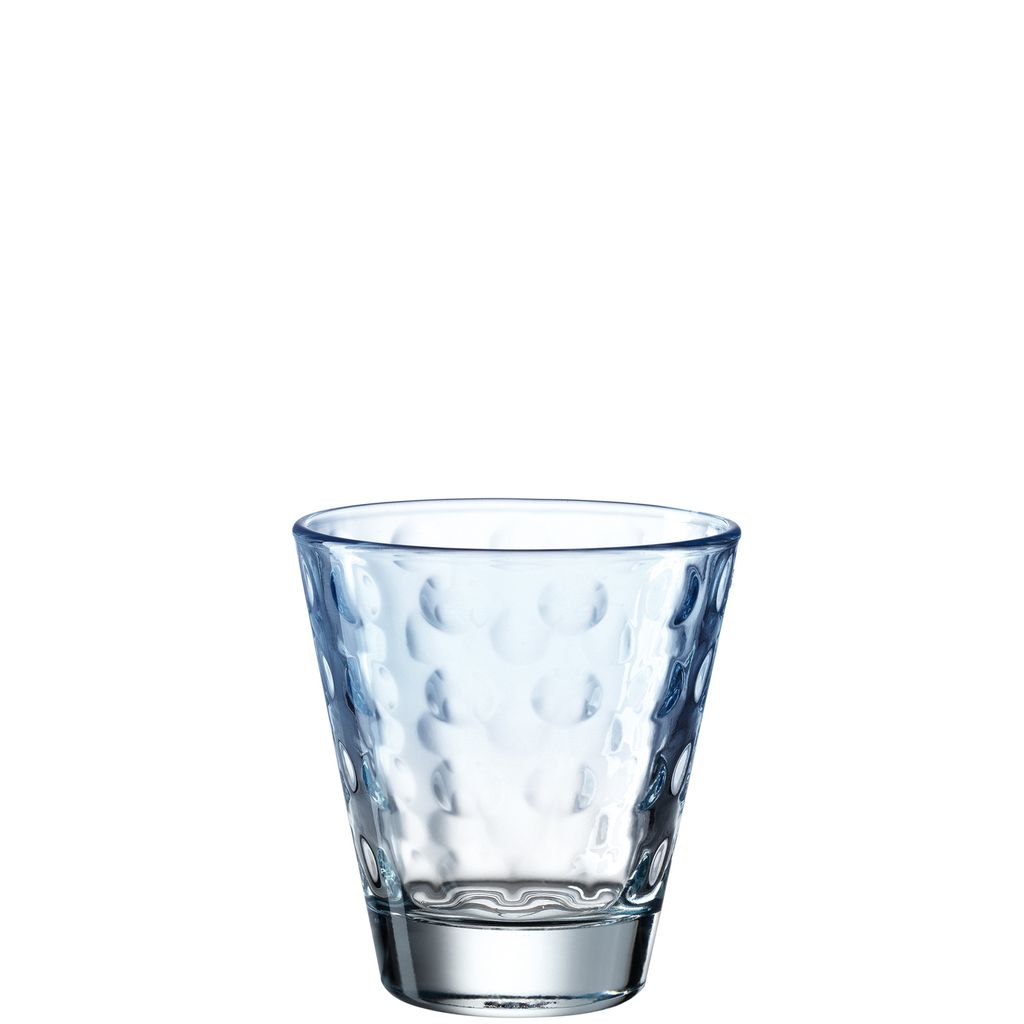 Leonardo Optic Trink-Gläser 6er Set, spülmaschinenfeste Wasser-Gläser, bunte Trink-Becher aus Glas, Getränke-Set, hellblau, 215 ml, 025894